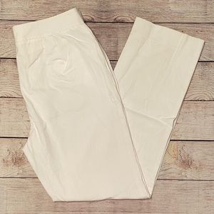 Lauren Ralph Lauren White Stretch High Rise Cotton Pants Double Snap Waist Band